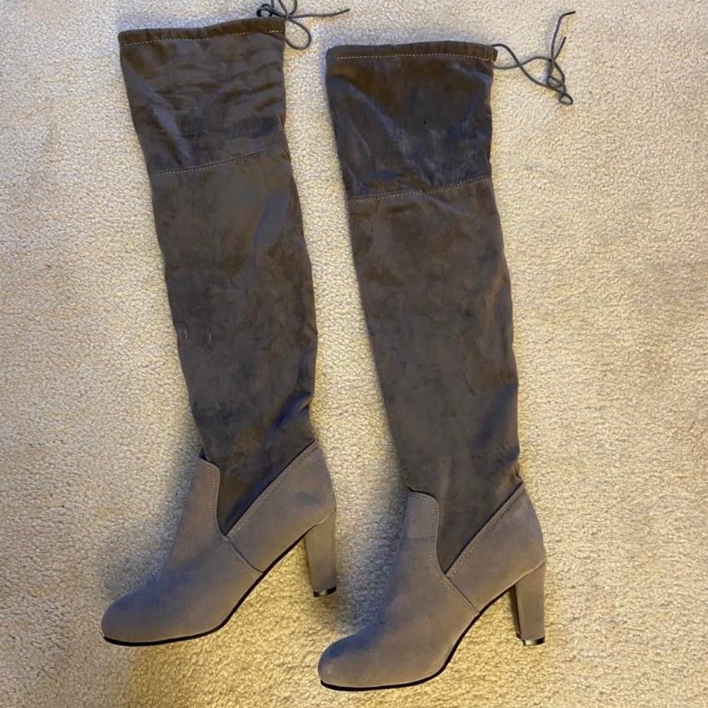 Women's over the knee faux suede boots.